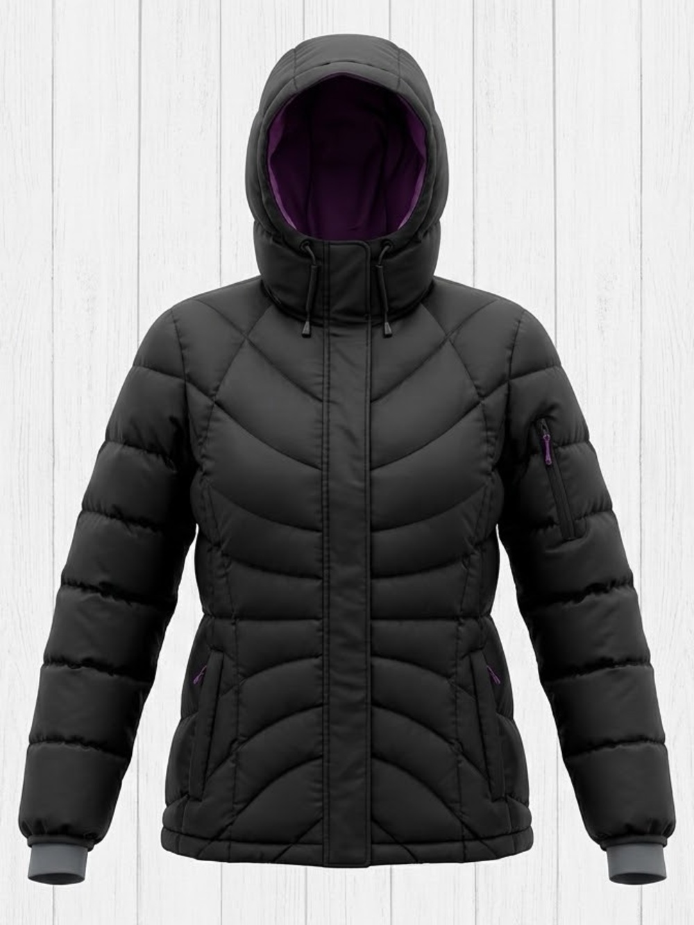 Lands' End Girls Medium 10-12 Black Down Puffer Hooded Winter Jacket EUC Coat
